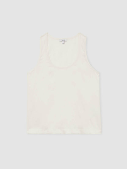 Silk-Front Cami Top in White | Reiss Women Signature