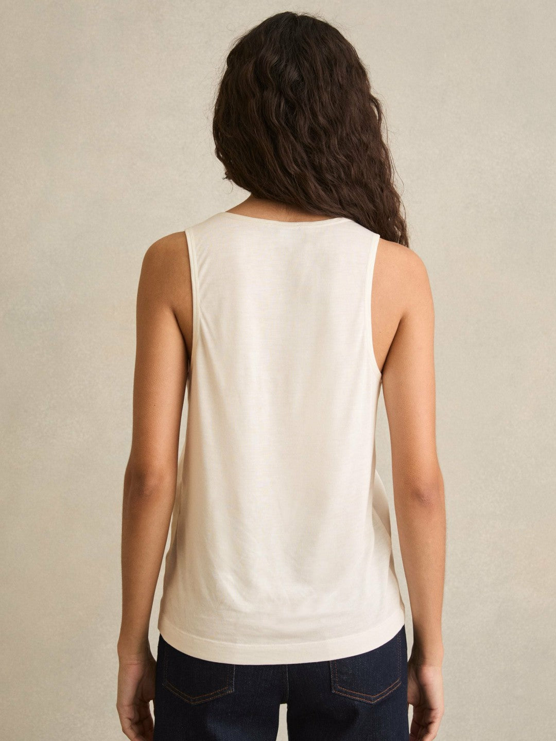 Silk-Front Cami Top in White | Reiss Women Signature