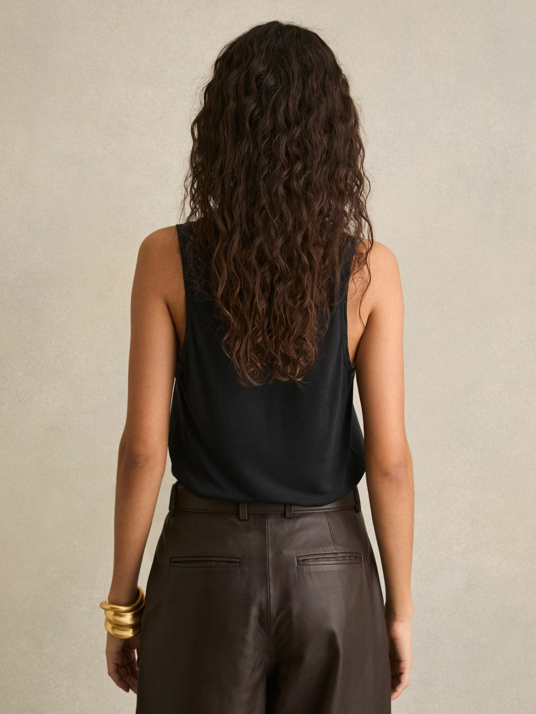 Silk-Front Cami Top in Black | Reiss Women New