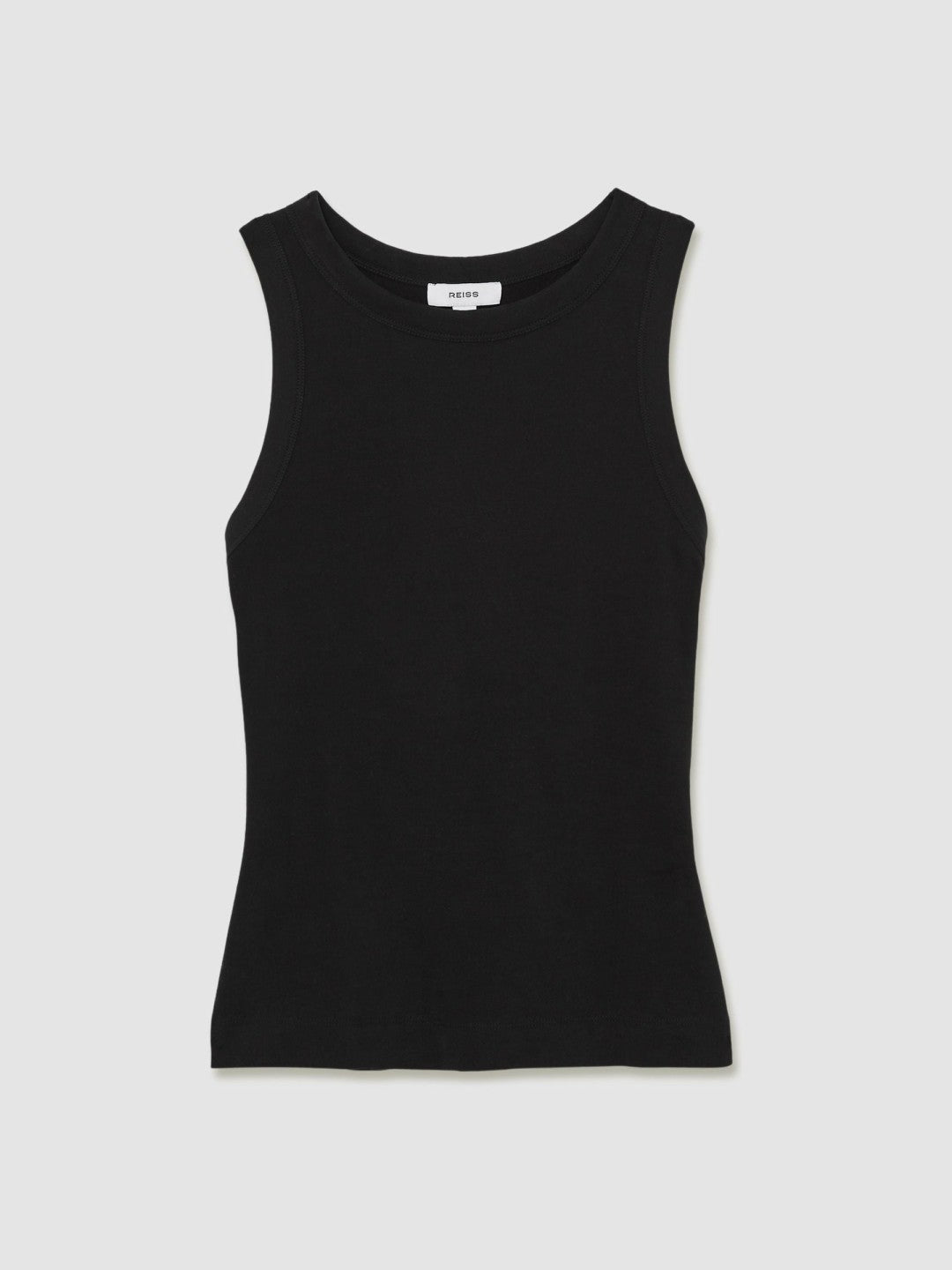 Stretch-Cotton Racerback Vest in Black | Reiss Women Signature