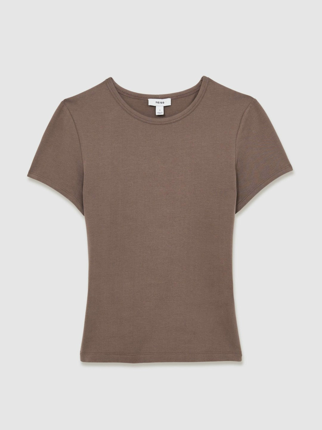 Stretch-Cotton Crew-Neck T-Shirt in Mink | Reiss Women Popular