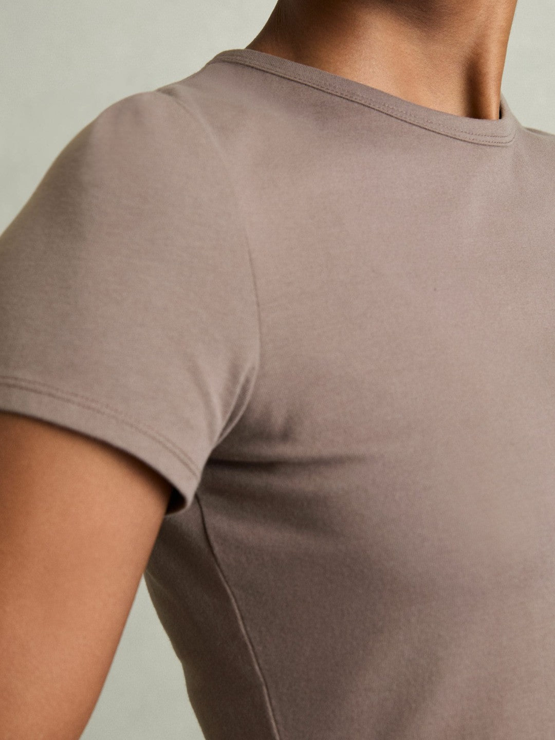 Stretch-Cotton Crew-Neck T-Shirt in Mink | Reiss Women Popular