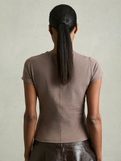 Stretch-Cotton Crew-Neck T-Shirt in Mink | Reiss Women Popular
