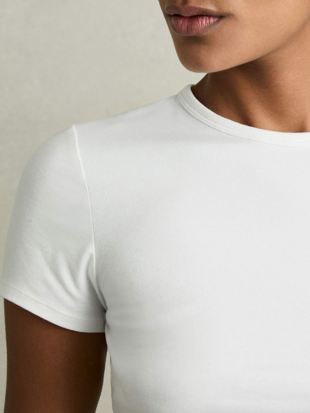 Stretch-Cotton Crew-Neck T-Shirt in White | Reiss Women Popular