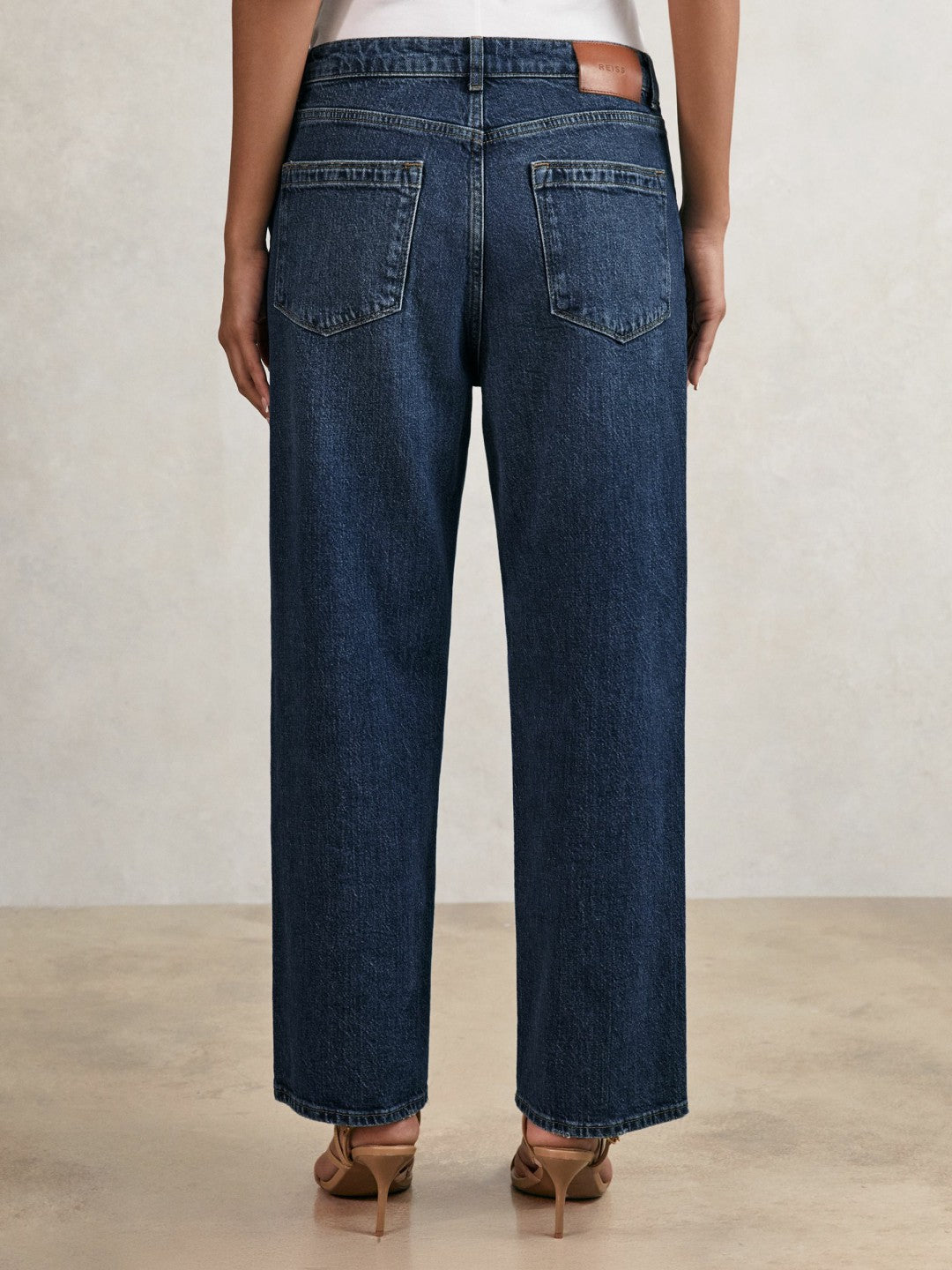 Petite Mid-Rise Straight-Leg Jeans in Mid Blue | Reiss Women Exclusive
