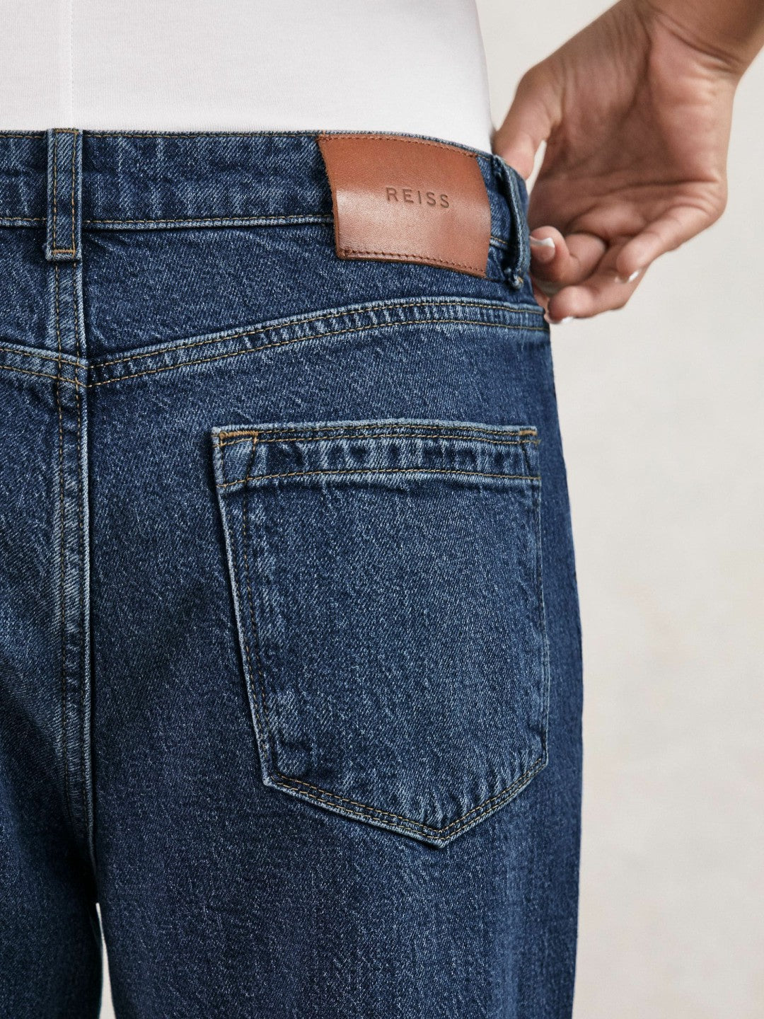 Petite Mid-Rise Straight-Leg Jeans in Mid Blue | Reiss Women Exclusive