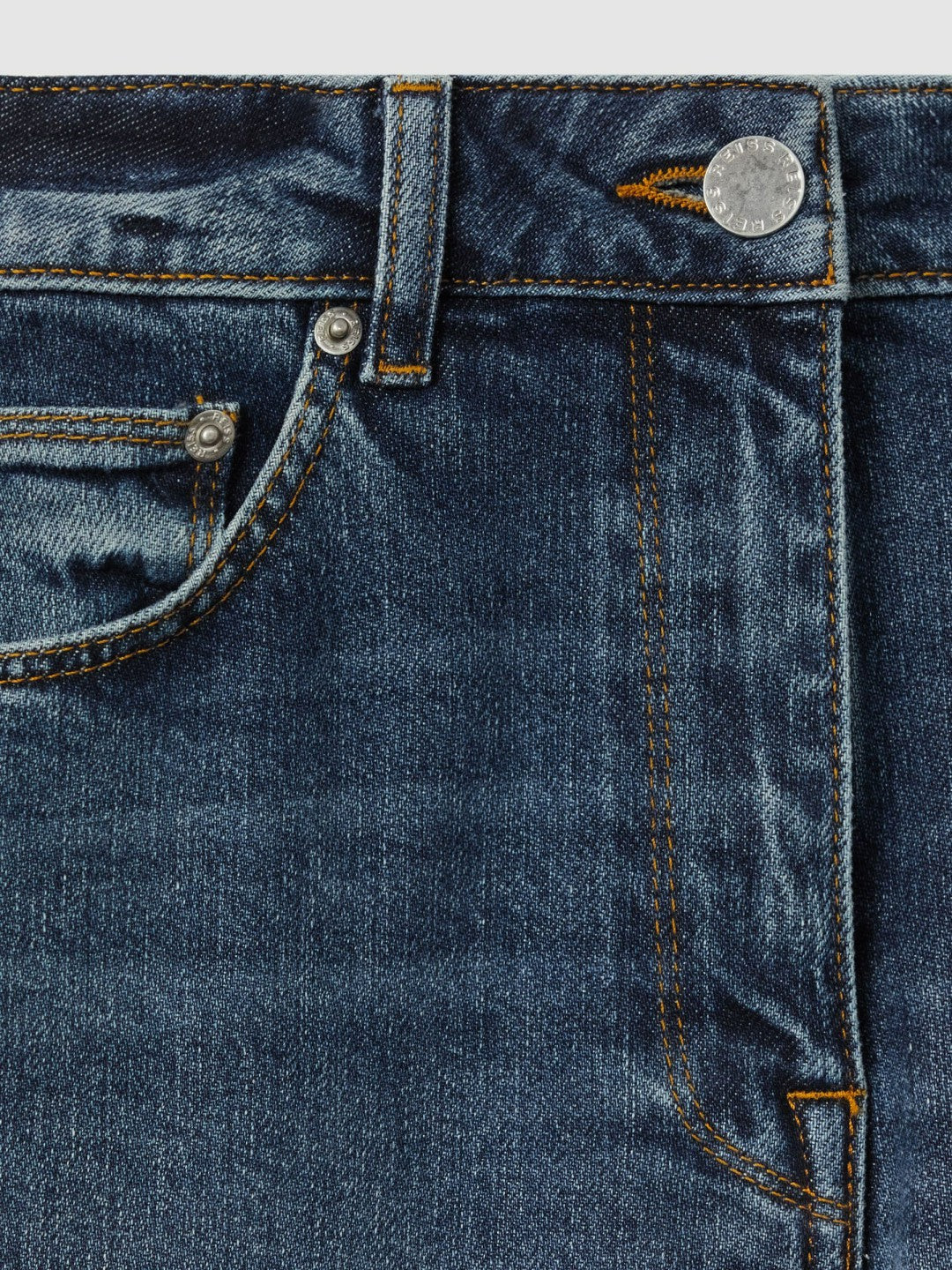 Petite Mid-Rise Straight-Leg Jeans in Mid Blue | Reiss Women Exclusive