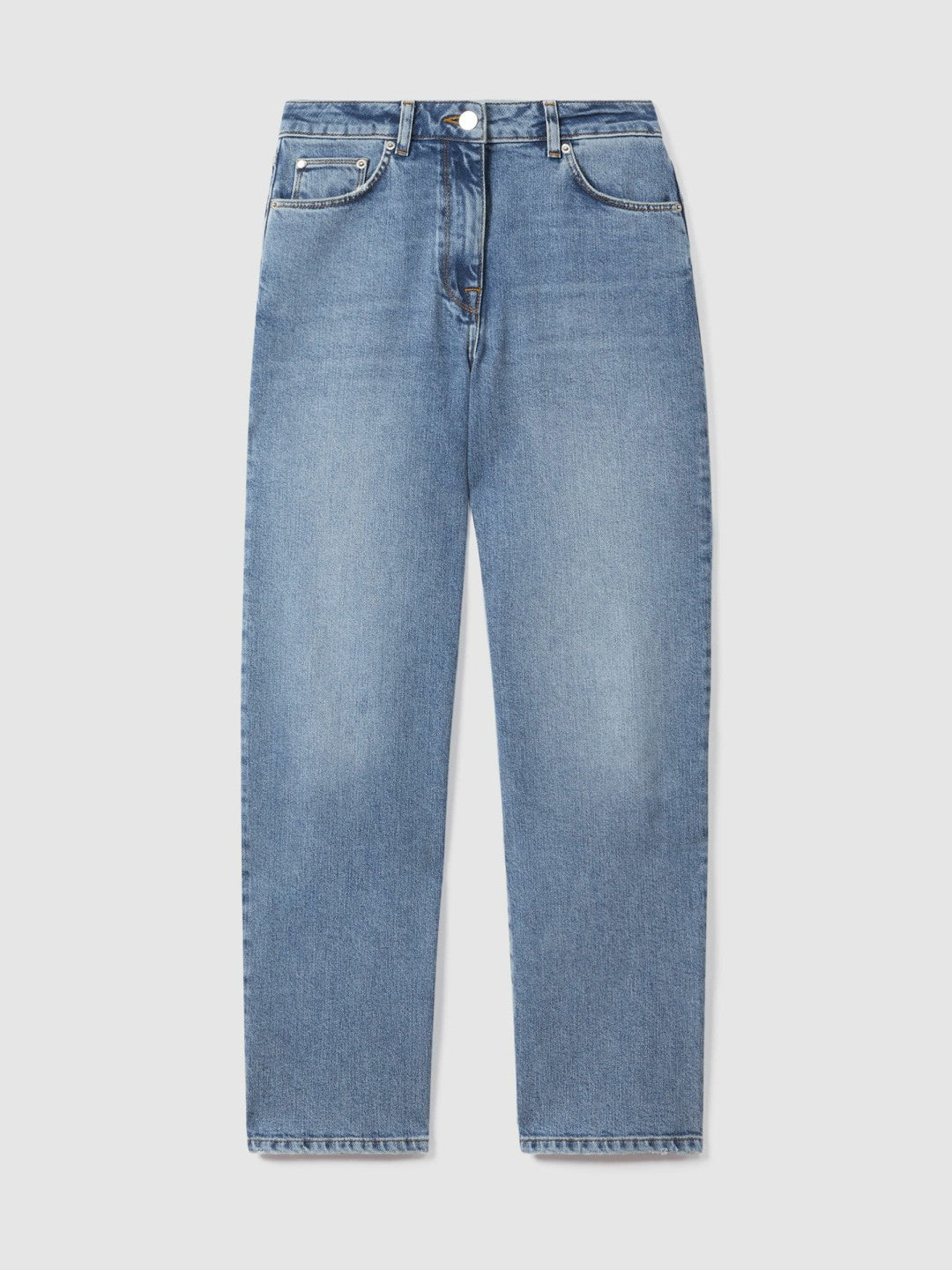 Petite Mid-Rise Straight-Leg Jeans in Light Blue | Reiss Women Recommended