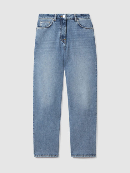 Petite Mid-Rise Straight-Leg Jeans in Light Blue | Reiss Women Recommended