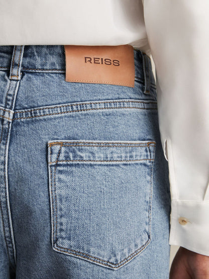 Petite Mid-Rise Straight-Leg Jeans in Light Blue | Reiss Women Recommended