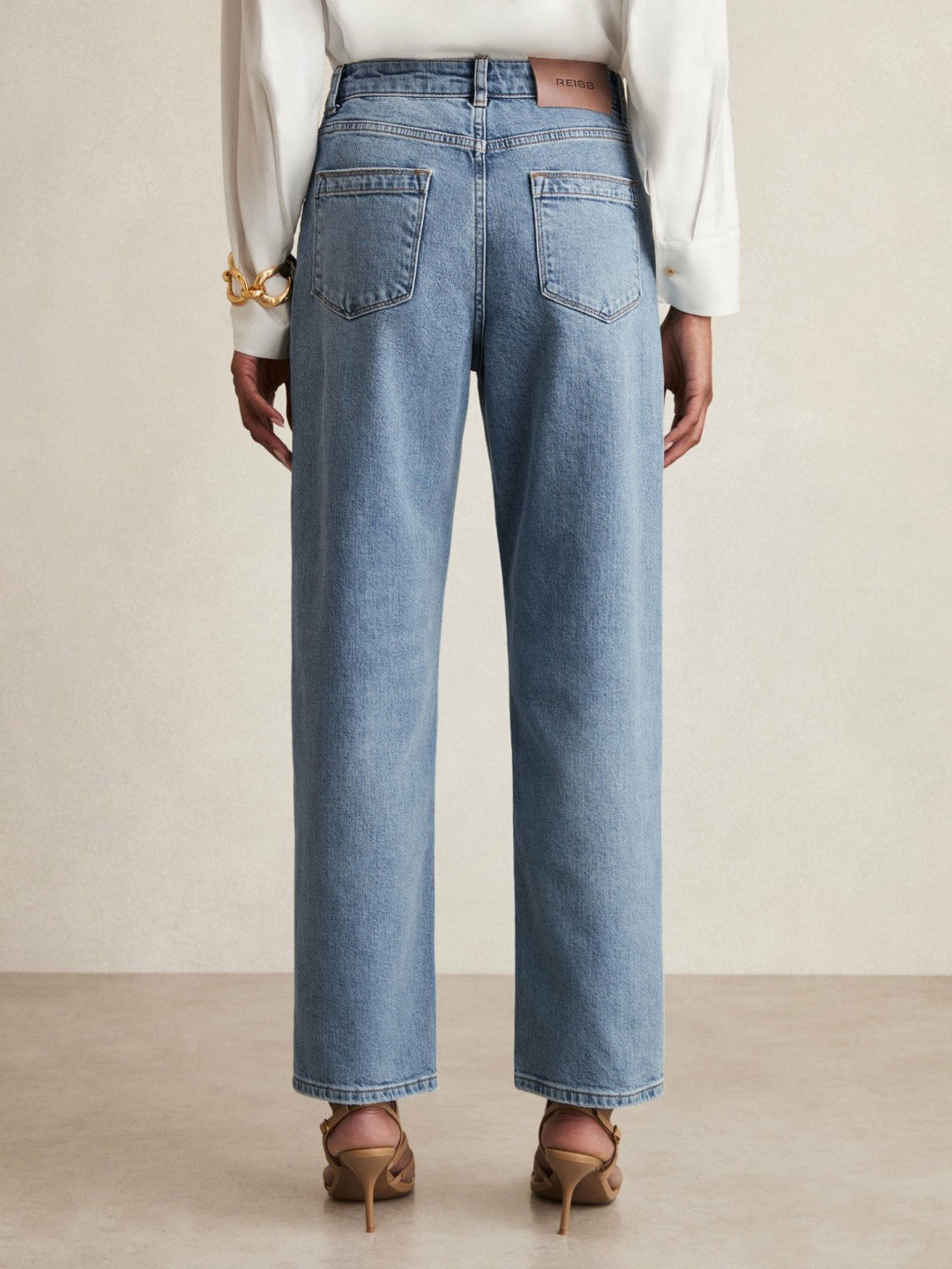 Petite Mid-Rise Straight-Leg Jeans in Light Blue | Reiss Women Recommended