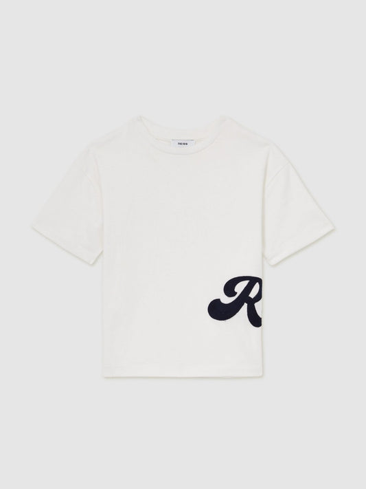 9-12 yrs Cotton Script-Logo Oversized T-Shirt in White | Reiss Children & Baby Featured