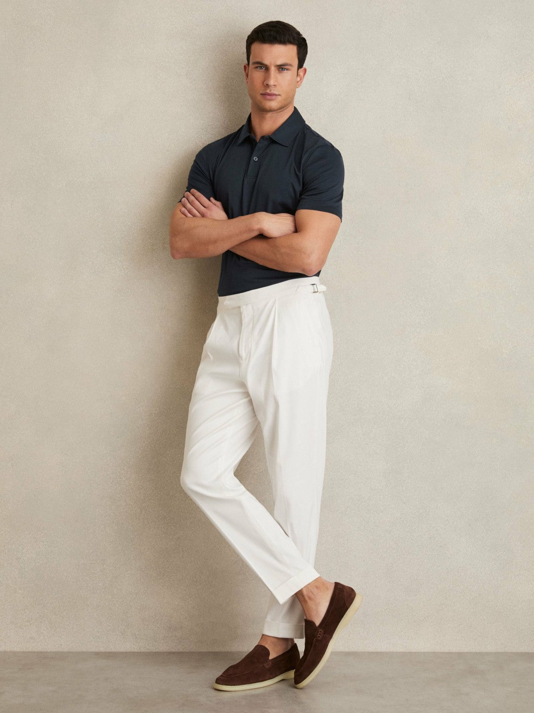 Cotton Short-Sleeve Polo Shirt in Navy | Reiss Men Recommended