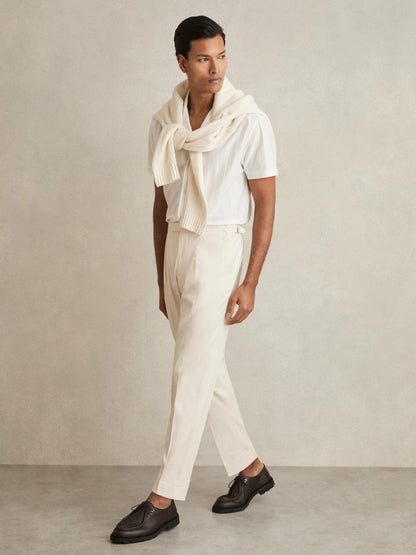 Cotton-Blend Tapered Trousers in Stone | Reiss Men Best Seller