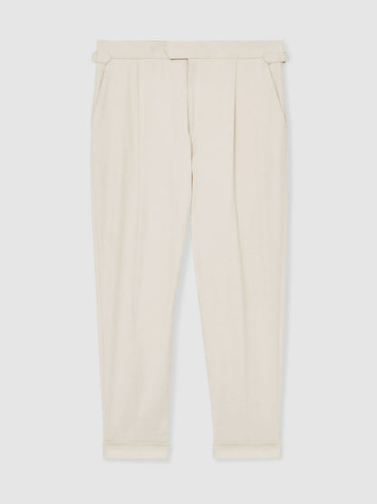 Cotton-Blend Tapered Trousers in Stone | Reiss Men Best Seller