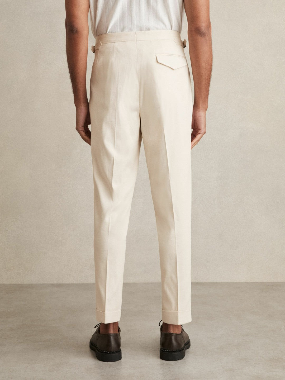 Cotton-Blend Tapered Trousers in Stone | Reiss Men Best Seller