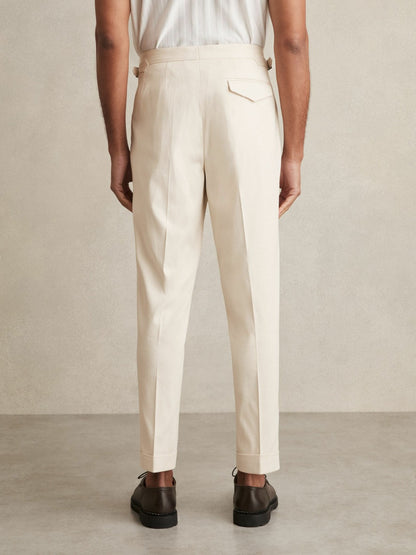 Cotton-Blend Tapered Trousers in Stone | Reiss Men Best Seller