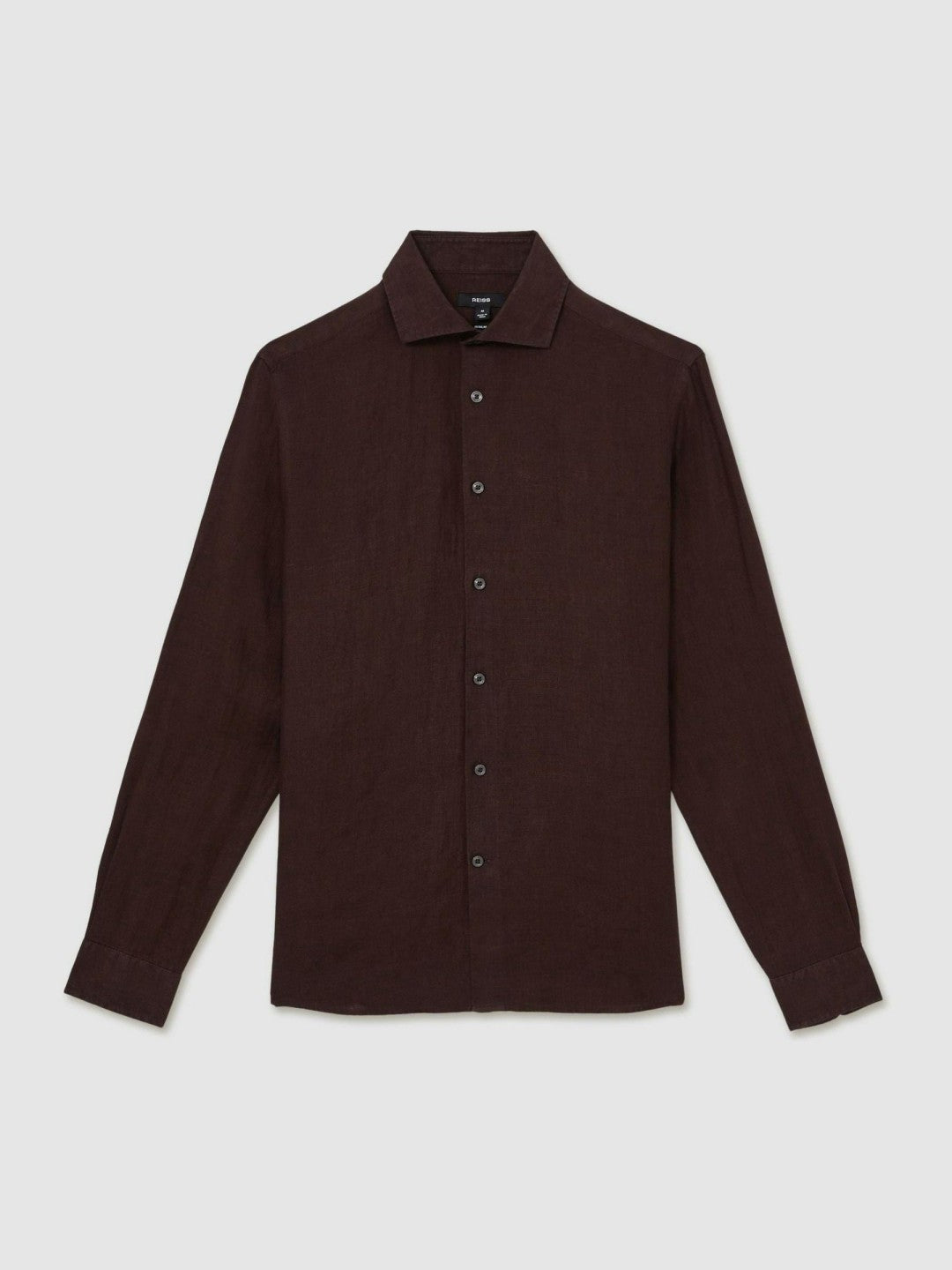 Linen Button-Through Shirt in Dark Brown | Reiss Men Recommended