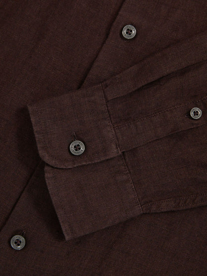 Linen Button-Through Shirt in Dark Brown | Reiss Men Recommended
