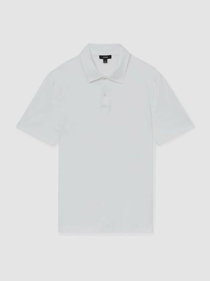 Cotton Short-Sleeve Polo Shirt in White | Reiss Men Trending