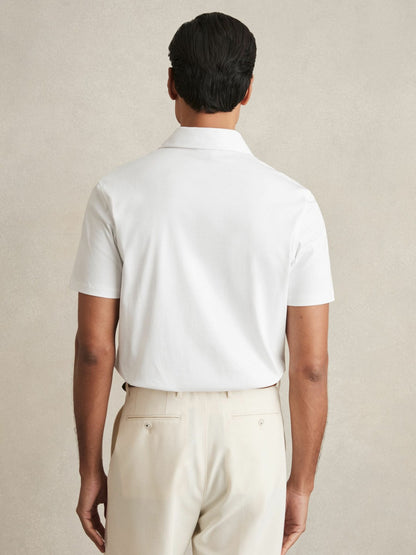 Cotton Short-Sleeve Polo Shirt in White | Reiss Men Trending