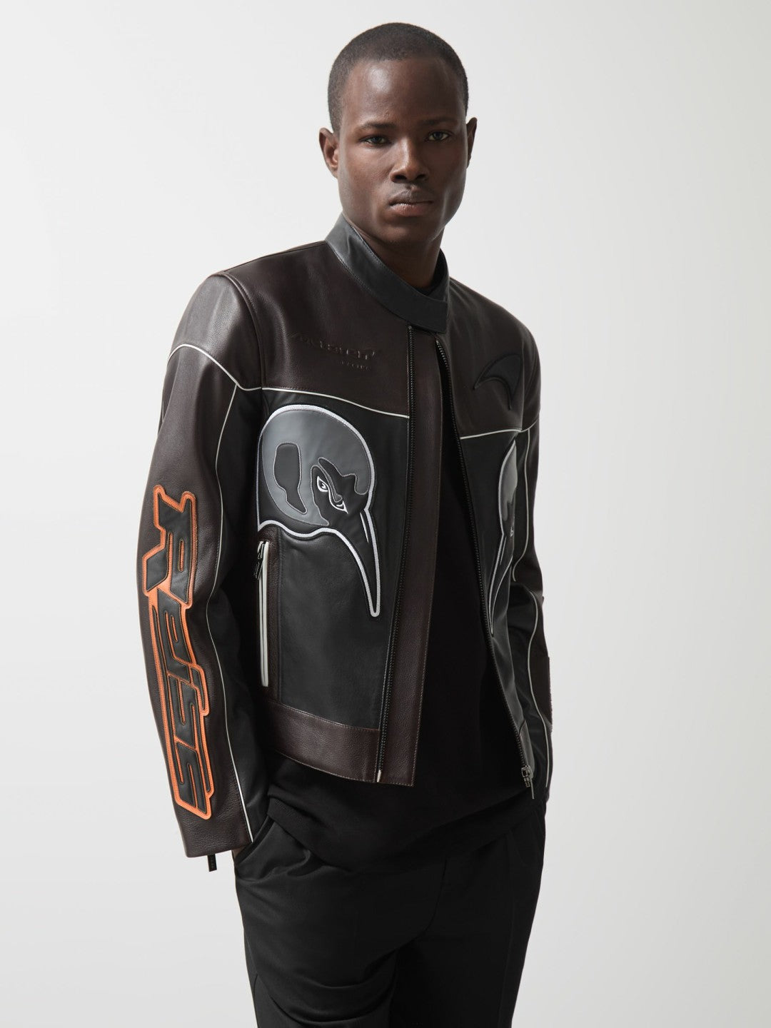 McLaren F1 Team Leather Biker Jacket in Black | Reiss Men Popular