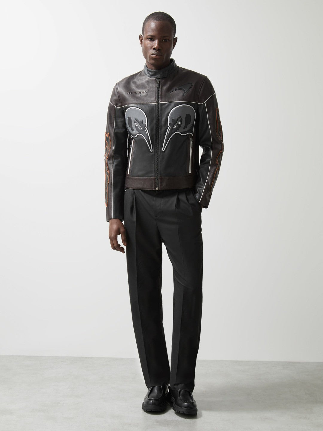 McLaren F1 Team Leather Biker Jacket in Black | Reiss Men Popular