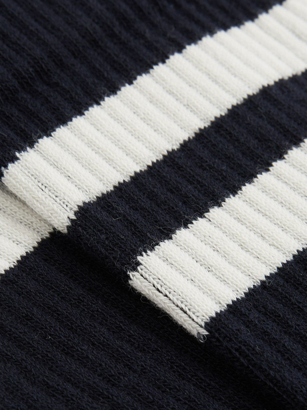 Cotton-Blend Double-Stripe Socks in Navy/Ecru | Reiss Men Best Seller