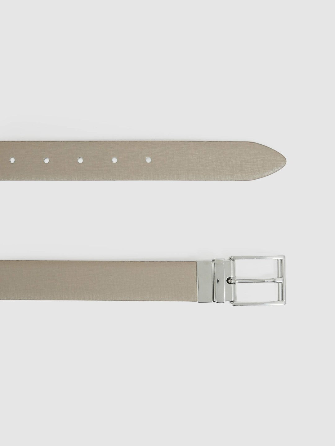Leather Reversible Belt in Stone/Dark Brown | Reiss Men New