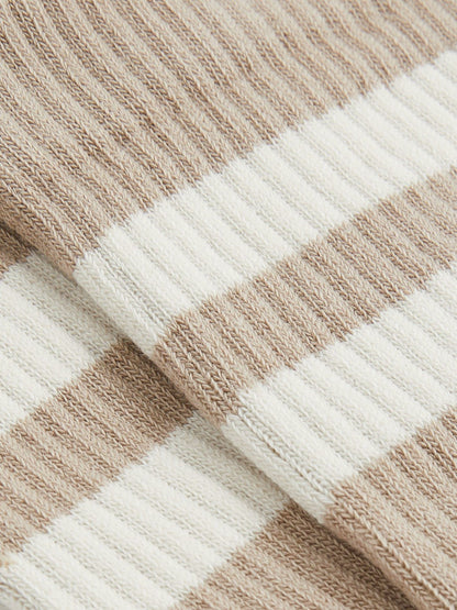 Cotton-Blend Double-Stripe Socks in Taupe/Ecru | Reiss Men Popular
