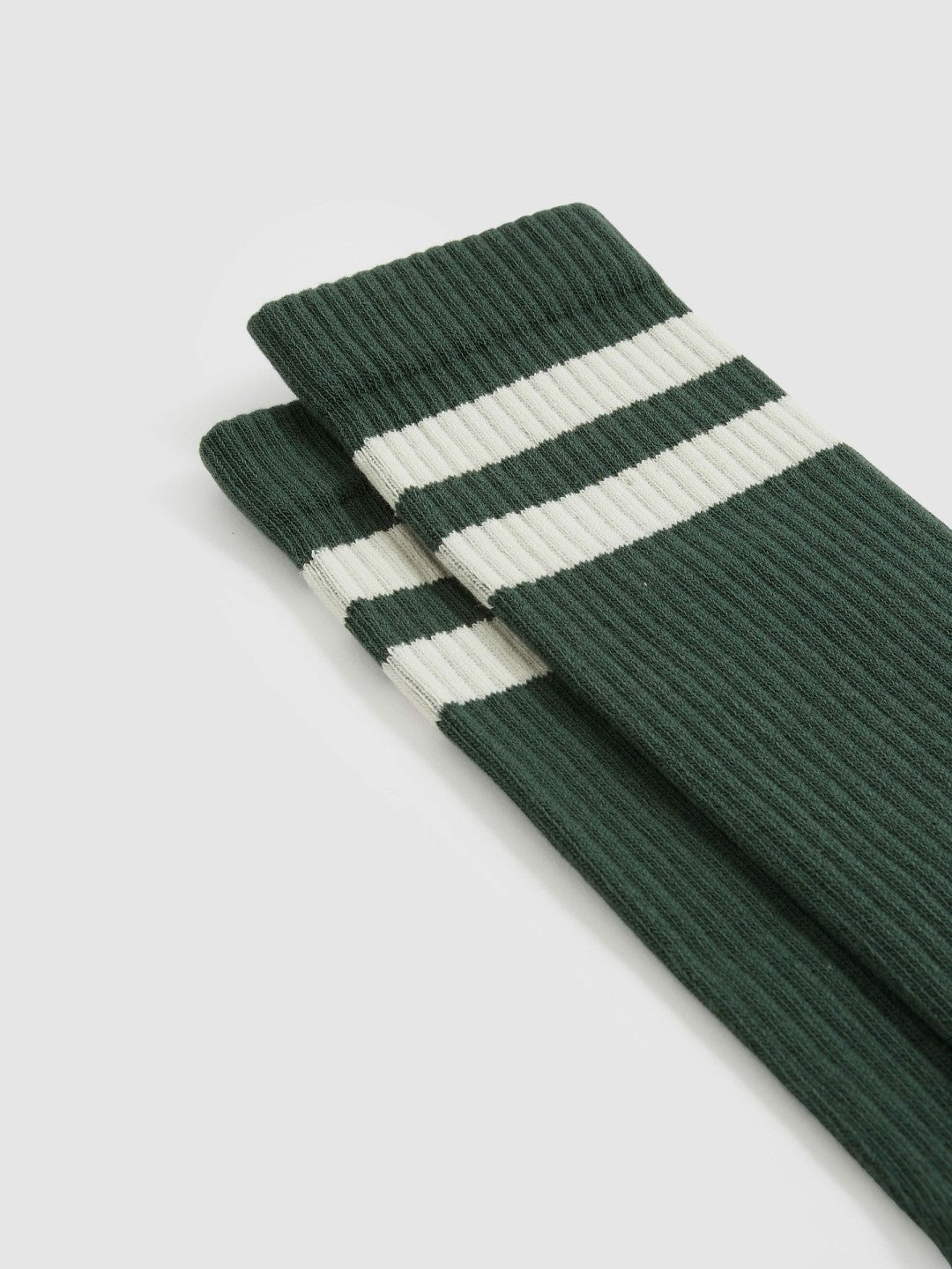 Cotton-Blend Double-Stripe Socks in Pine Green/Ecru | Reiss Men Trending