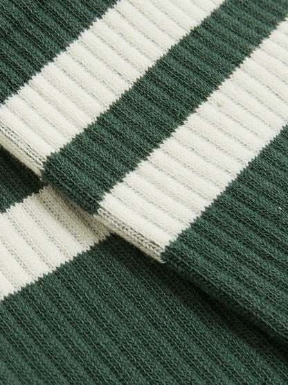 Cotton-Blend Double-Stripe Socks in Pine Green/Ecru | Reiss Men Trending