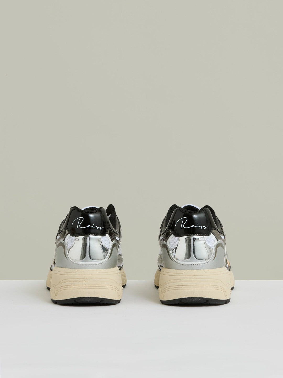Overlay Logo Running Trainers in Gunmetal/Black | Reiss Men Popular