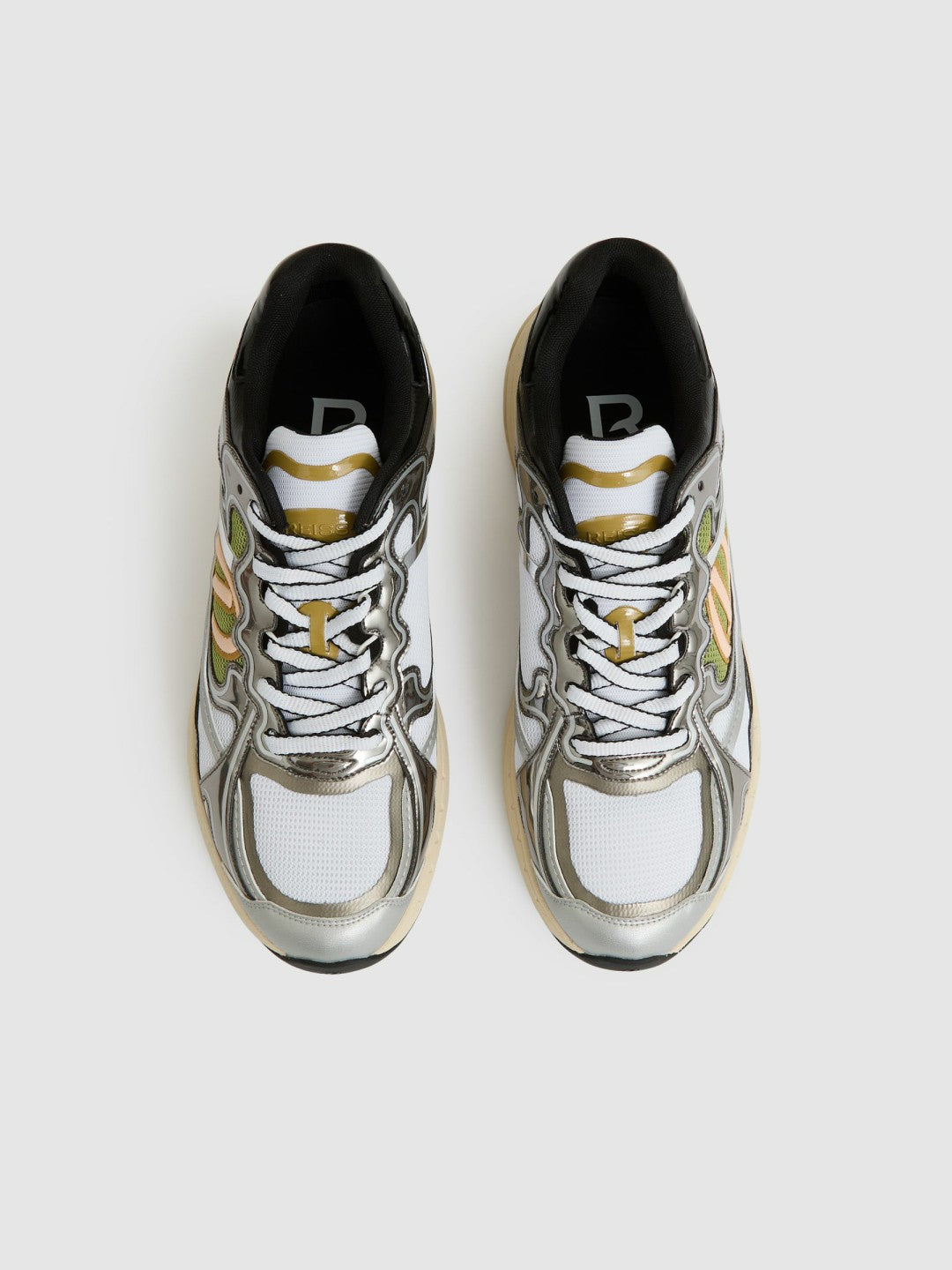 Overlay Logo Running Trainers in Gunmetal/Black | Reiss Men Popular