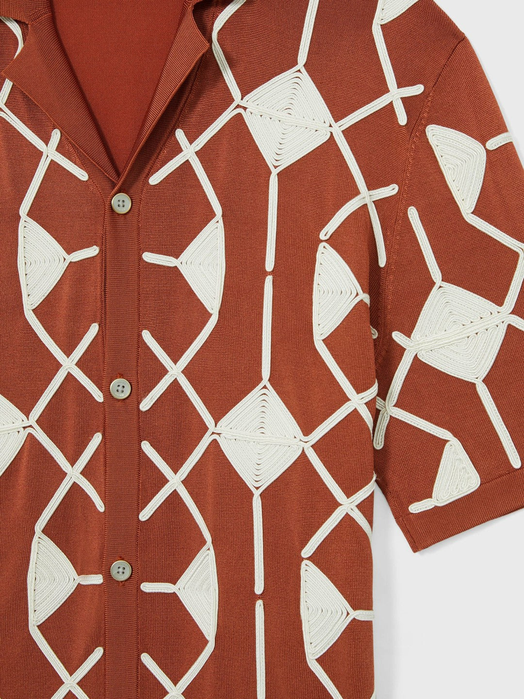 Geometric Embroidery Knit Shirt in Paprika Red | Reiss Men Signature