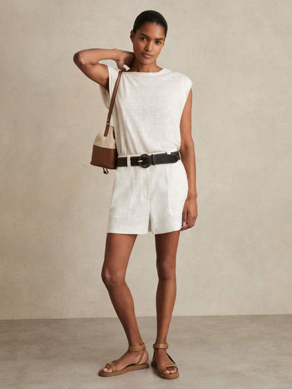 Linen Shorts in White | Reiss Women Recommended