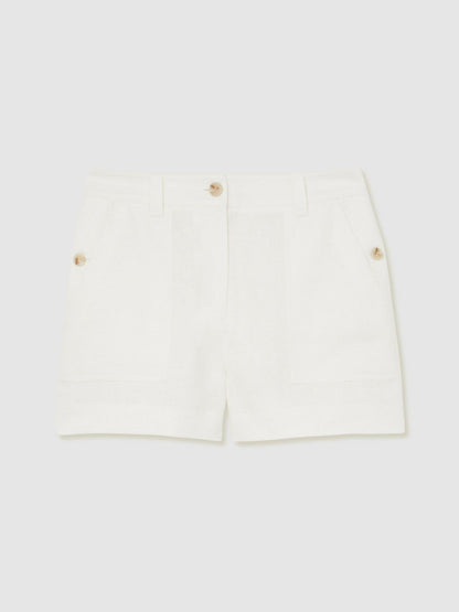 Linen Shorts in White | Reiss Women Recommended