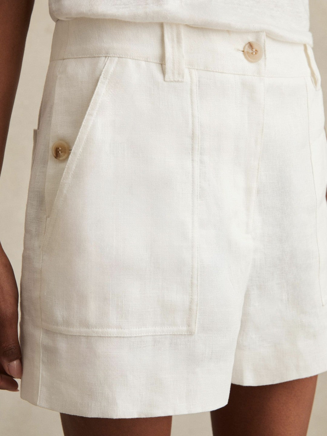 Linen Shorts in White | Reiss Women Recommended