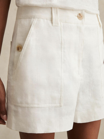 Linen Shorts in White | Reiss Women Recommended