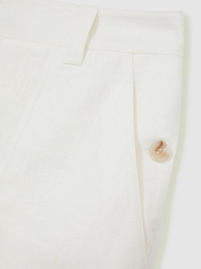 Linen Shorts in White | Reiss Women Recommended