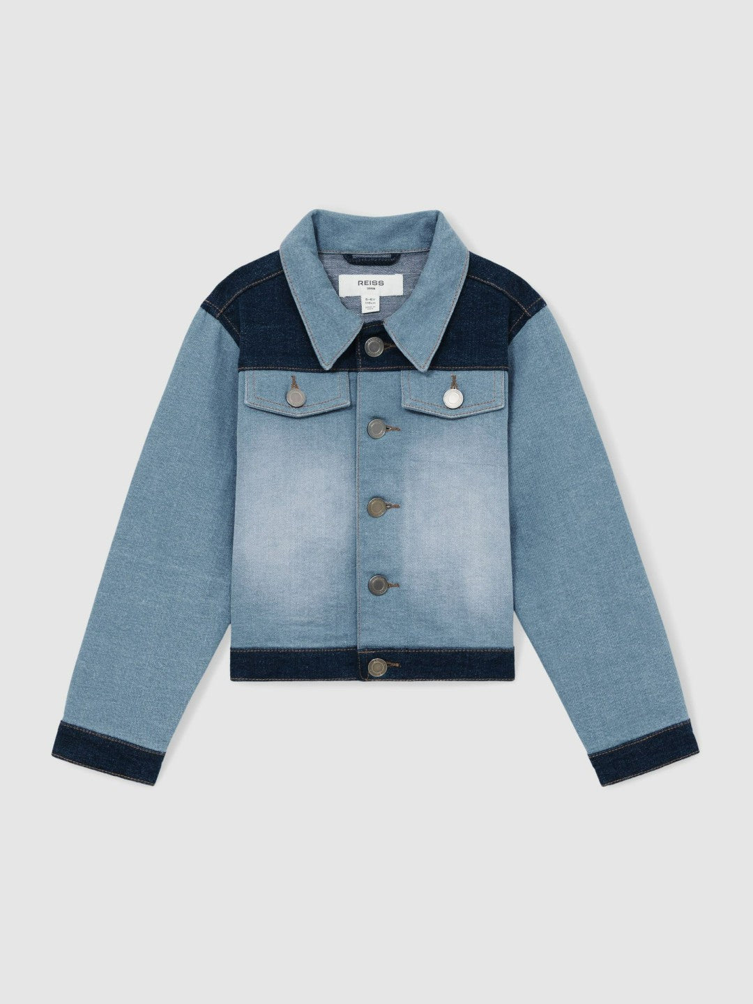 4-9 yrs Patchwork Two-Tone Denim Jacket in Blue | Reiss Children & Baby Trending