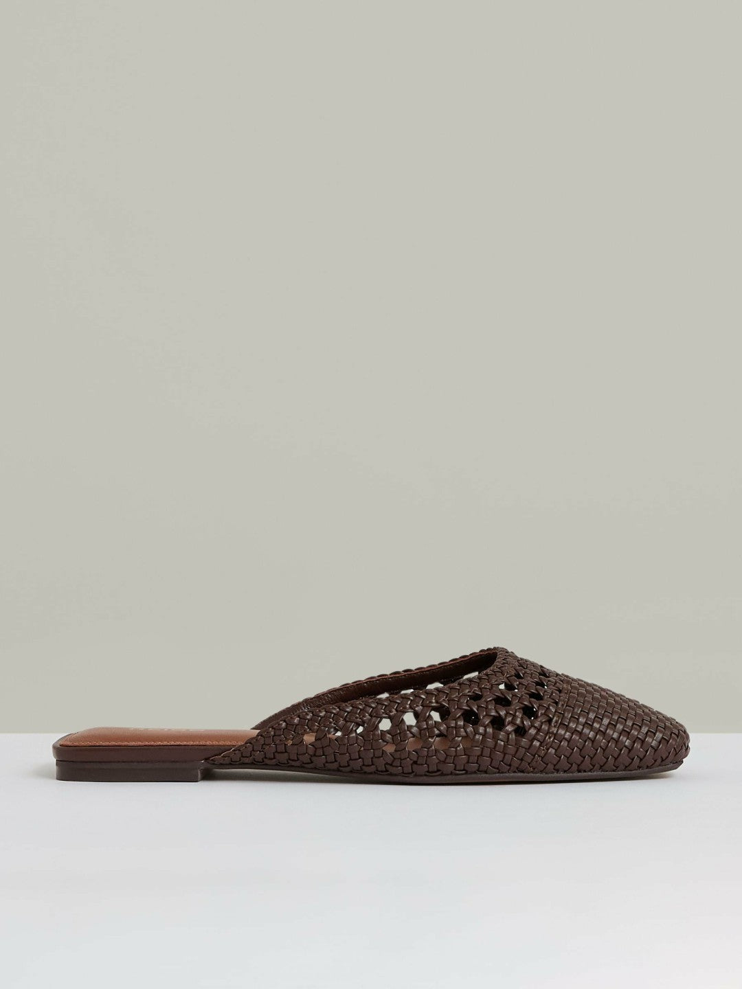 Woven Slip-On Mules in Chocolate | Reiss Women Premium