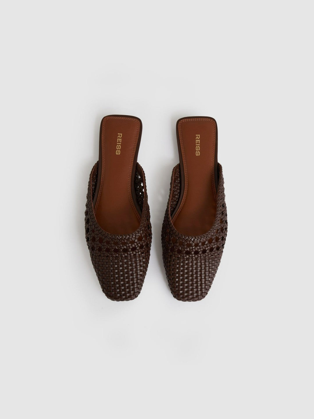 Woven Slip-On Mules in Chocolate | Reiss Women Premium