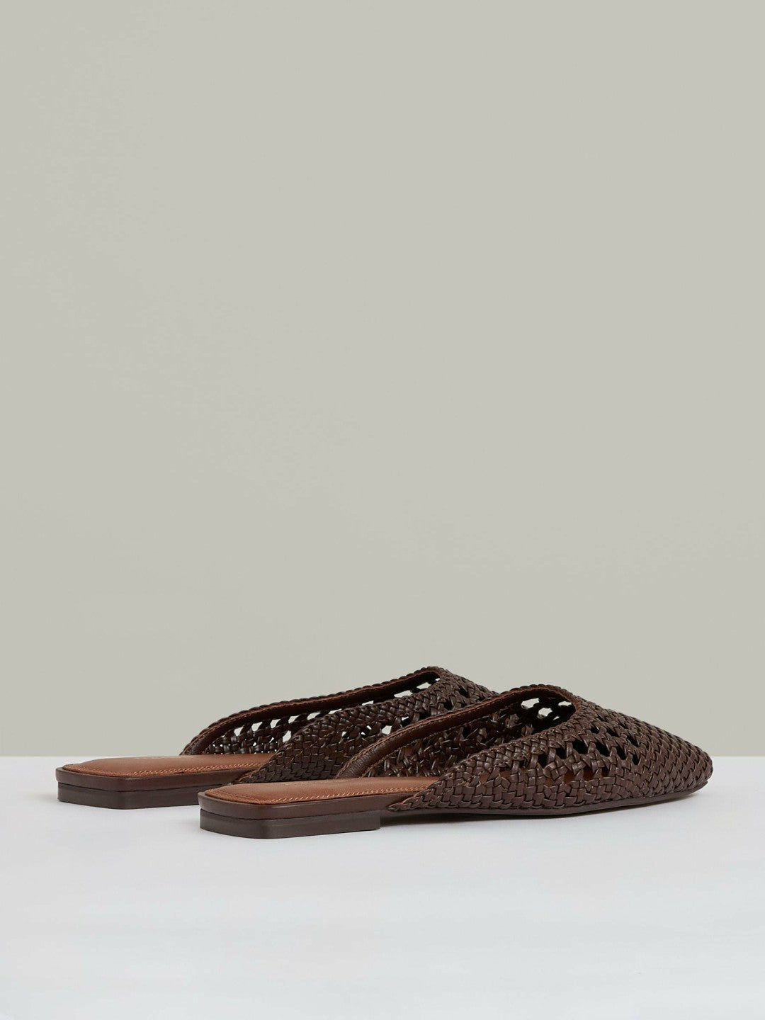 Woven Slip-On Mules in Chocolate | Reiss Women Premium