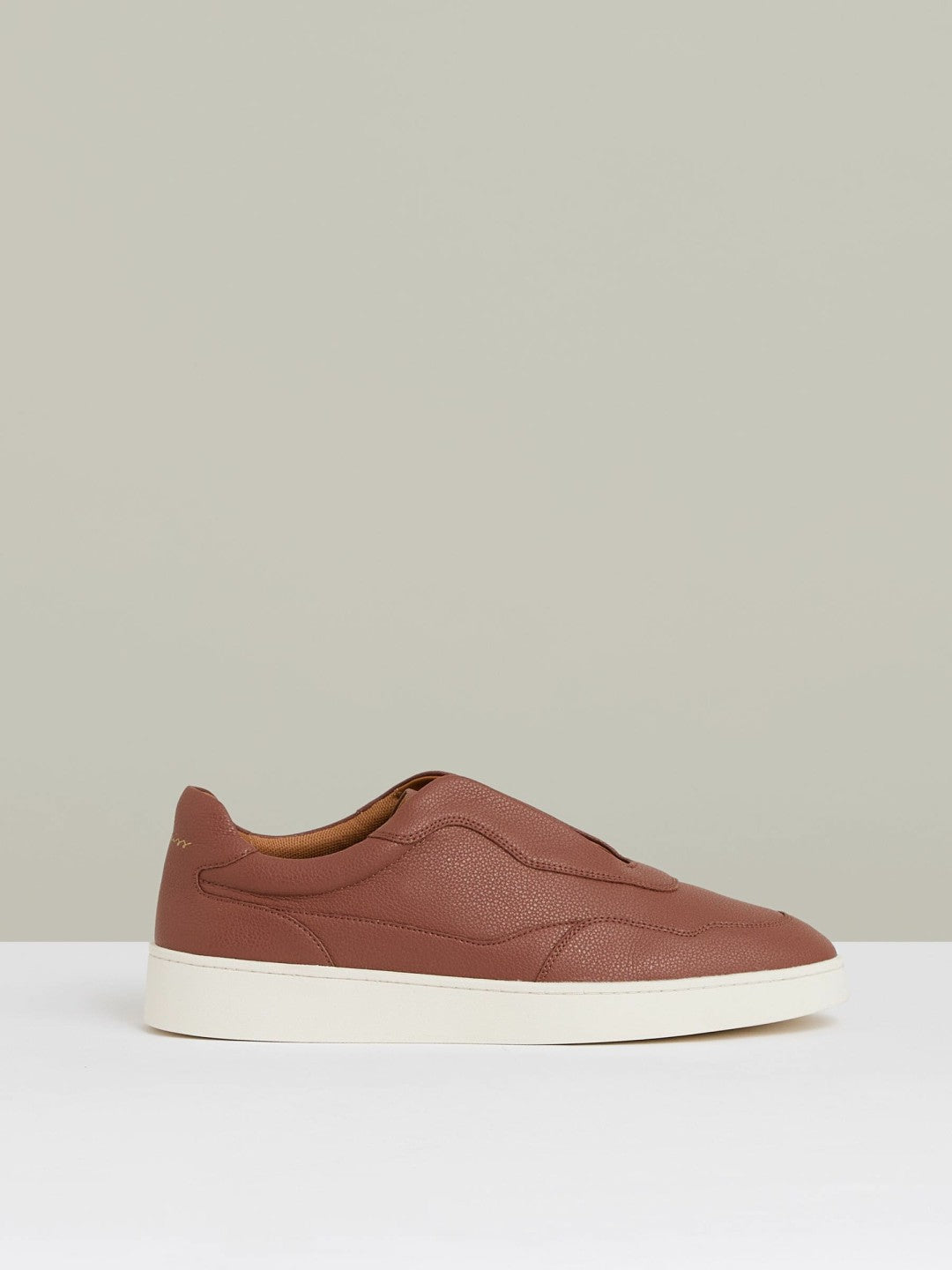Leather Elasticated-Lace Trainers in Terracotta Brown | Reiss Men Trending