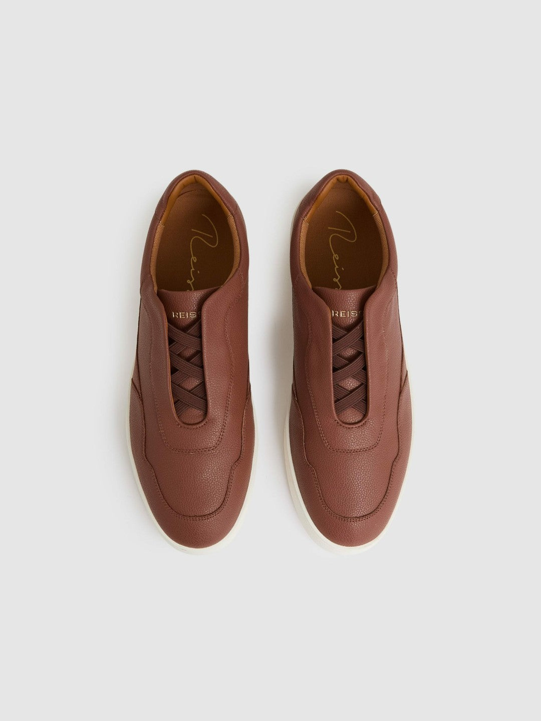 Leather Elasticated-Lace Trainers in Terracotta Brown | Reiss Men Trending