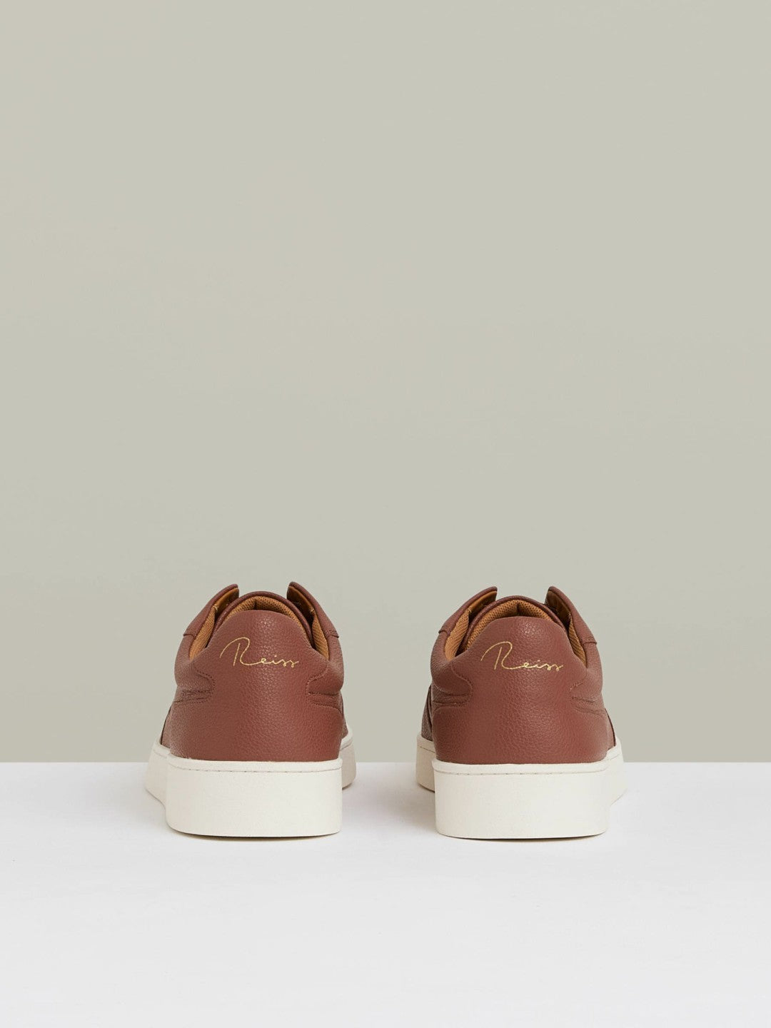 Leather Elasticated-Lace Trainers in Terracotta Brown | Reiss Men Trending