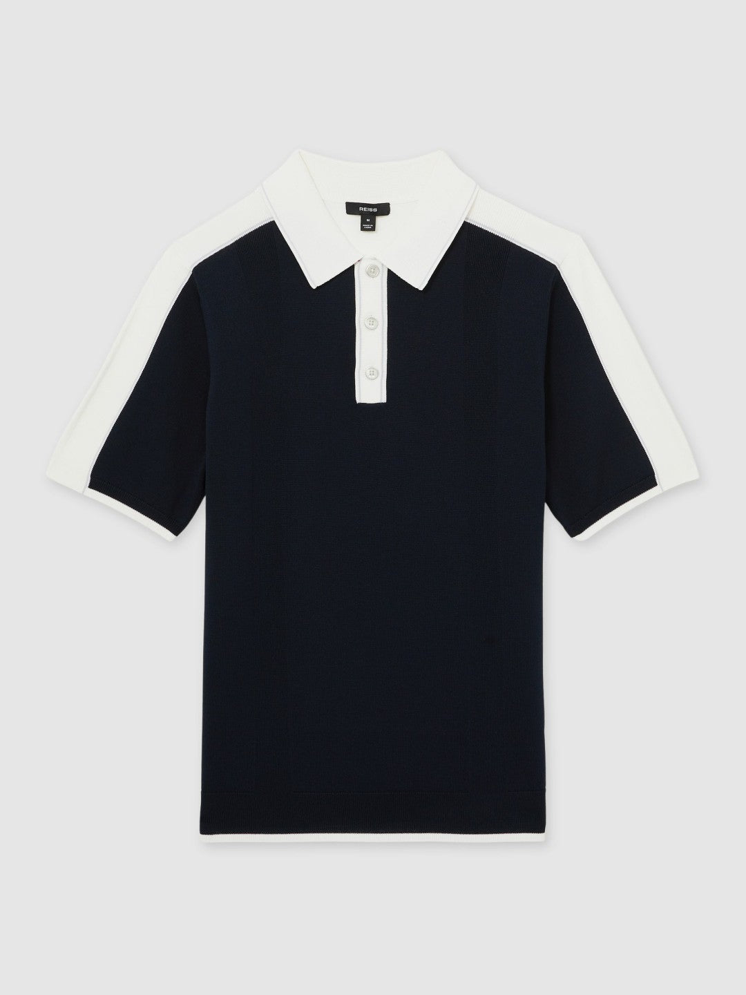 Colour-Block Knit Polo Shirt in Navy/White | Reiss Men Best Seller