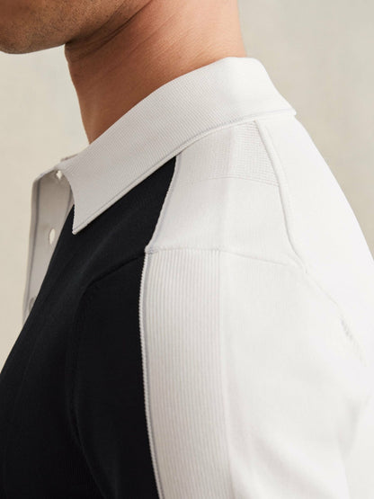 Colour-Block Knit Polo Shirt in Navy/White | Reiss Men Best Seller