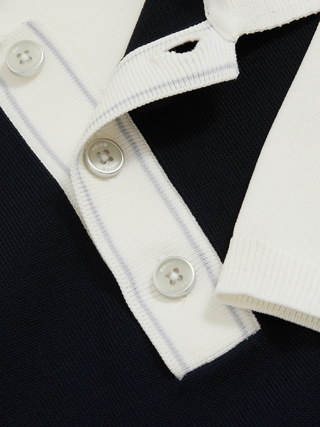 Colour-Block Knit Polo Shirt in Navy/White | Reiss Men Best Seller